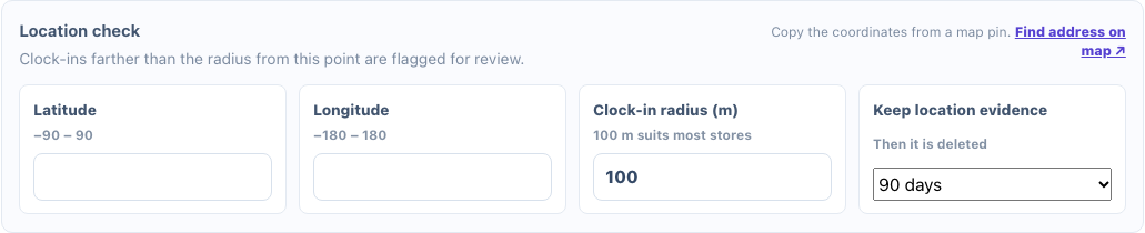 Location check with latitude, longitude and radius