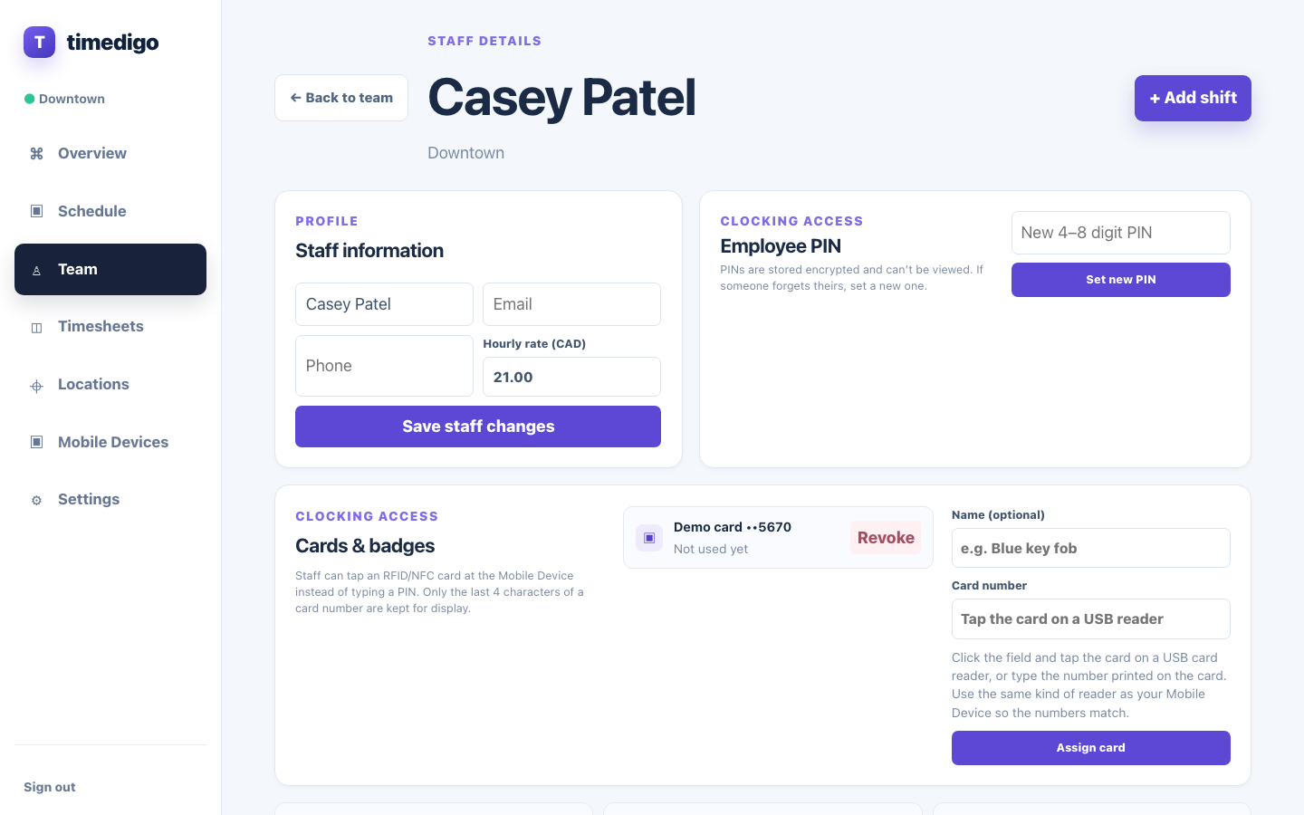 A staff member’s page