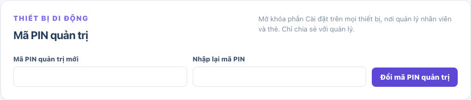 Đổi mã PIN quản trị của thiết bị